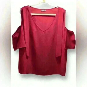 Shein Curvy 3XL Burgundy Top With Cold Shoulder New